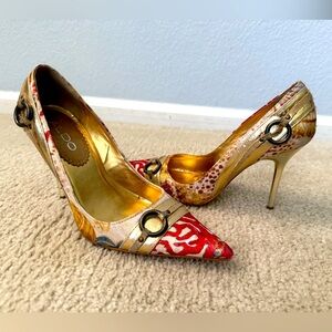 Aldo Red and Gold Artistic Heels size 37